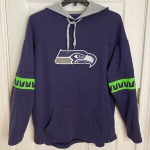 Seattle Seahawks 47 Large Embroidered Seahawk Logo Hoodie Sweatshirt Size Large